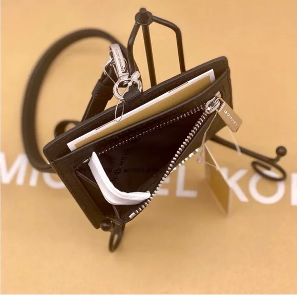 Michael Kors Black Card Wallet Lanyard - Picture 4 of 9
